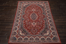 6x9 Red, Ivory, Navy Color Hand Knotted Pak Persian Wool & Silk Traditional Oriental Rug