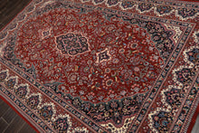 6x9 Red, Ivory, Navy Color Hand Knotted Pak Persian Wool & Silk Traditional Oriental Rug