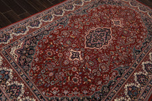 6x9 Red, Ivory, Navy Color Hand Knotted Pak Persian Wool & Silk Traditional Oriental Rug