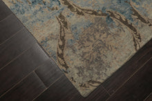 6x9 Gray, Brown, Navy Color Hand Knotted Tibetan Wool Modern Oriental Rug