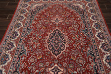 6x9 Red, Ivory, Navy Color Hand Knotted Pak Persian Wool & Silk Traditional Oriental Rug