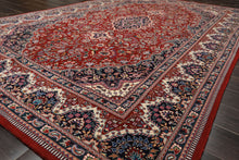 6x9 Red, Ivory, Navy Color Hand Knotted Pak Persian Wool & Silk Traditional Oriental Rug