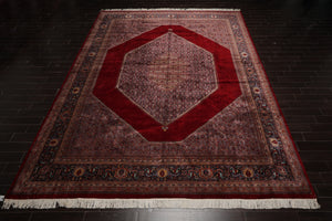 12x15 Palace Hand Knotted Persian 100% Wool 250 KPSI Bidjar Traditional Oriental Area Rug Cinnamon,Navy Color