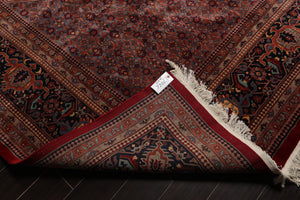 12x15 Palace Hand Knotted Persian 100% Wool 250 KPSI Bidjar Traditional Oriental Area Rug Cinnamon,Navy Color