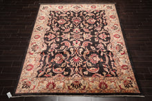 7'10''x9'11'' Hand Knotted 100% Wool Peshawar Traditional Oriental Area Rug Charcoal, Beige Color