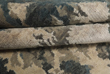 6x9 Ivory, Teal, Brown Color Hand Knotted Sherpa Wool & Bamboo Silk Modern Oriental Rug