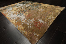 6x9 Peach, Charcoal, Green Color Hand Knotted Sherpa Wool & Bamboo Silk Modern Oriental Rug