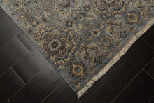 6x9 Blue, Brown, Ivory Color Hand Knotted Agra Wool Traditional Oriental Rug