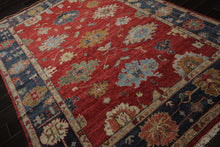 6x9 Red, Navy, Gold Color Hand Knotted Oushak Wool Traditional Oriental Rug
