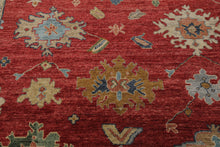 6x9 Red, Navy, Gold Color Hand Knotted Oushak Wool Traditional Oriental Rug