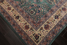 9x12 Turquoise, Ivory, Navy Color Hand Knotted Sarouk Wool Traditional Oriental Rug