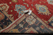 6x9 Red, Navy, Gold Color Hand Knotted Oushak Wool Traditional Oriental Rug