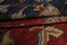 6x9 Red, Navy, Gold Color Hand Knotted Oushak Wool Traditional Oriental Rug