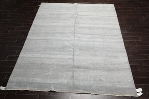 8'2''x10'1'' Hand Knotted Tibetan 100% Wool Modern & Contemporary Oriental Area Rug Gray, White Color