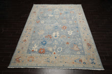 Multi Size Blue Taupe Ivory Color Hand Knotted Oushak Wool Arts & Crafts Oriental Rug