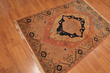 4'4''x6'4" Apricot Hand-Knotted Traditional Romanian Serapi 100% Wool Oriental Area Rug