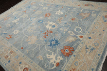 Multi Size Blue Taupe Ivory Color Hand Knotted Oushak Wool Arts & Crafts Oriental Rug