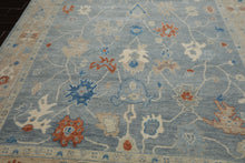 Multi Size Blue Taupe Ivory Color Hand Knotted Oushak Wool Arts & Crafts Oriental Rug