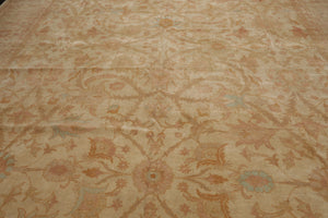 12' 1''x18' Palace Hand Knotted 100% Wool Oushak Traditional Oriental Area Rug Beige, Tan Color