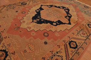 4'4''x6'4" Apricot Hand-Knotted Traditional Romanian Serapi 100% Wool Oriental Area Rug