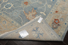 Multi Size Blue Taupe Ivory Color Hand Knotted Oushak Wool Arts & Crafts Oriental Rug