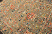 6x8'3 Moss, Burnt Orange, Gold Color Hand Knotted Oushak Wool Arts & Crafts Oriental Rug