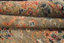 6x8'3 Moss, Burnt Orange, Gold Color Hand Knotted Oushak Wool Arts & Crafts Oriental Rug