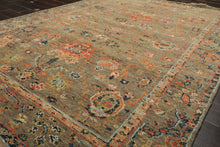 6x8'3 Moss, Burnt Orange, Gold Color Hand Knotted Oushak Wool Arts & Crafts Oriental Rug