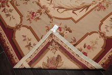 7x10 Ivory, Beige, Burgundy Color Hand Woven French Aubusson Needlepoint  Wool Traditional Oriental Rug