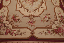 7x10 Ivory, Beige, Burgundy Color Hand Woven French Aubusson Needlepoint  Wool Traditional Oriental Rug
