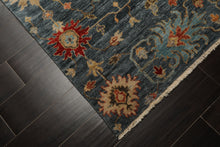 7x9 Navy, Gold, Coral Color Hand Knotted Oushak Wool Transitional Oriental Rug