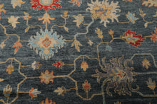7x9 Navy, Gold, Coral Color Hand Knotted Oushak Wool Transitional Oriental Rug