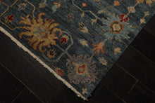 7x9 Navy, Gold, Coral Color Hand Knotted Oushak Wool Transitional Oriental Rug