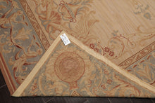 8x10 Beige, Slate, Rose Color Hand Woven French Aubusson Needlepoint  Wool Traditional Oriental Rug