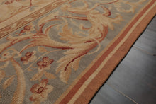 8x10 Beige, Slate, Rose Color Hand Woven French Aubusson Needlepoint  Wool Traditional Oriental Rug