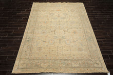 8'6x11'6 Faded Mint, Beige, Peach Color Hand Knotted Oushak Wool Arts & Crafts Oriental Rug