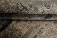 6x9 Beige, Taupe, Blue Color Hand Knotted Sherpa Bamboo Silk Modern Oriental Rug