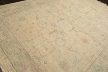 8'6x11'6 Faded Mint, Beige, Peach Color Hand Knotted Oushak Wool Arts & Crafts Oriental Rug