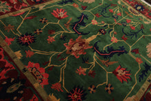 8x10 Green, Maroon, Lime Color Hand Knotted Tibetan Wool Arts & Crafts Oriental Rug