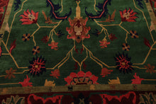 8x10 Green, Maroon, Lime Color Hand Knotted Tibetan Wool Arts & Crafts Oriental Rug
