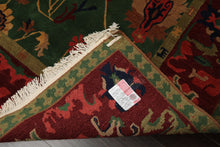 8x10 Green, Maroon, Lime Color Hand Knotted Tibetan Wool Arts & Crafts Oriental Rug