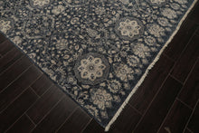 6x9 Navy, Gray, Aqua Color Hand Knotted Agra Wool Transitional Oriental Rug