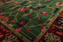 8x10 Green, Maroon, Lime Color Hand Knotted Tibetan Wool Arts & Crafts Oriental Rug