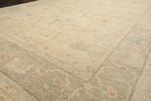 8'6x11'6 Faded Mint, Beige, Peach Color Hand Knotted Oushak Wool Arts & Crafts Oriental Rug