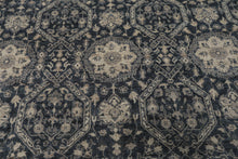 6x9 Navy, Gray, Aqua Color Hand Knotted Agra Wool Transitional Oriental Rug