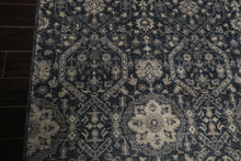 6x9 Navy, Gray, Aqua Color Hand Knotted Agra Wool Transitional Oriental Rug