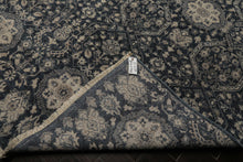 6x9 Navy, Gray, Aqua Color Hand Knotted Agra Wool Transitional Oriental Rug