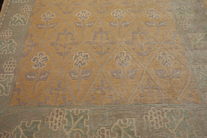 8x10 Tan, Gray, Ivory Color Hand Knotted Tibetan Wool Arts & Crafts Oriental Rug