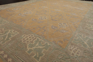 8x10 Tan, Gray, Ivory Color Hand Knotted Tibetan Wool Arts & Crafts Oriental Rug