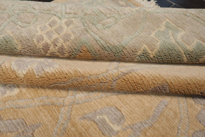 8x10 Tan, Gray, Ivory Color Hand Knotted Tibetan Wool Arts & Crafts Oriental Rug